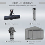 Folding Pavilion/Tent 3x3m Side Walls Carrying Bag Metal Oxford Light Grey/Black