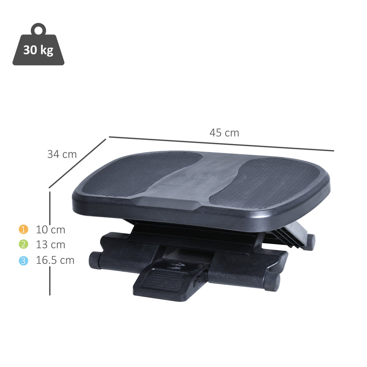 Footrest, 3 Heights Adjustable, HIPS Black