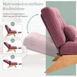 Modern Adjustable Backless Lounge Chair with Footrest, Lumbar Cushion, Wooden Legs - Fabric