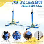 Gymnastics Bar with 13-Level Height Adjustment and Wooden Steel Construction, Blue
