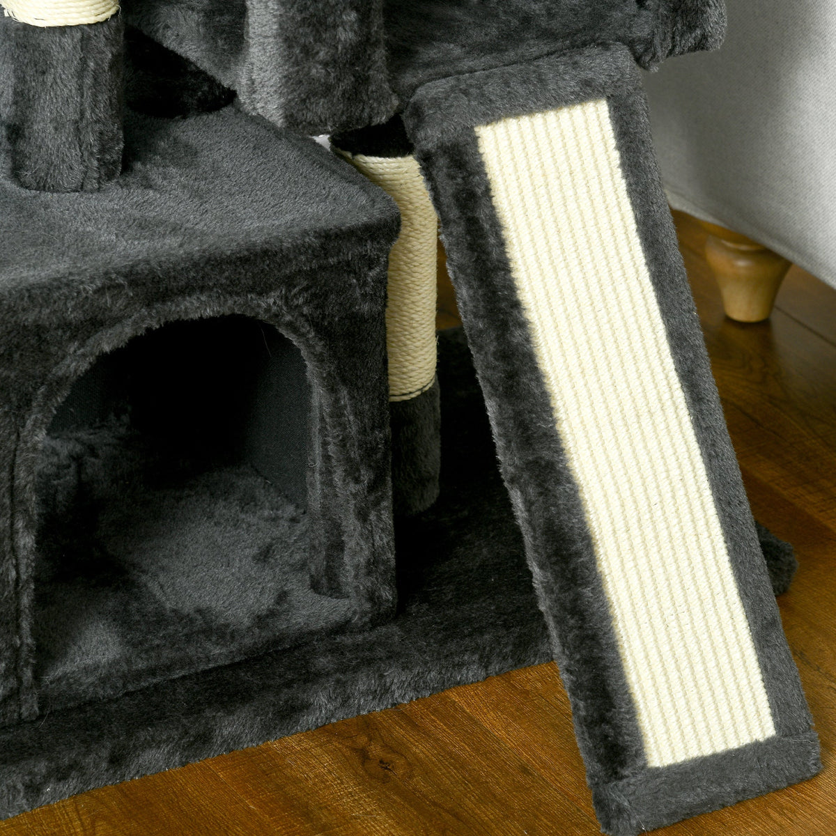 Sisal Cat Tree, Scratching Board Plush, Dark Grey