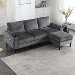 Sofa, 4-Seater with Footstool & Storage, Velvet