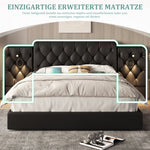 Bed Frame 160x200cm Hydraulic Storage USB Desk Lamp Velvet, Black
