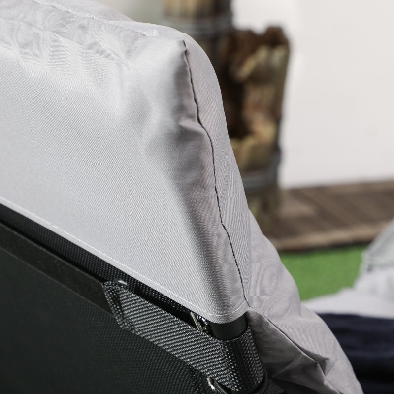Folding Garden Lounger, 120kg 5-Position Reclining with Headrest, Steel Polyester Light Grey