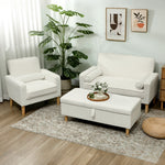 2-Seater Sofa, Upholstered with Rubber Wood Legs, Cream White