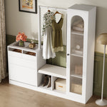 Entrance Combination, 6-in-1 Wardrobe Set, Dressing Table, Shoe Bench, Shoe Cabinet, Display Case with Color-Changing LED Light