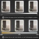 Dimmable Bathroom Mirror 80x60cm Memory Anti-Fog Surface, Glass