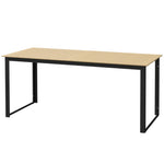 Metal Garden Table, Weatherproof Slatted Design for 6 People, Black