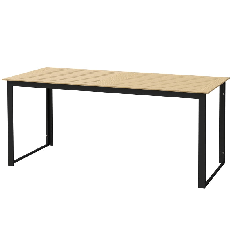 Metal Garden Table, Weatherproof Slatted Design for 6 People, Black