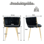 Dining Chair Set Modern Luxury Handwoven Gold Legs Soft Cushion Velvet (Set of 2)
