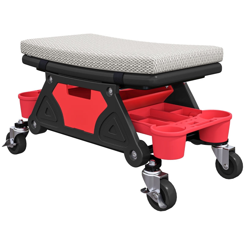 Workshop Stool, Rolling Seat with Storage Drawer, 135 kg Load Capacity, Gray