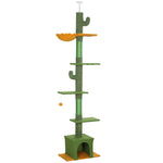 Cat Tree, Ceiling-High with Cave & Scratching Posts, Green