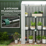 Greenhouse with Shelves, Roller Door, UV Protection, Steel, White