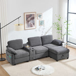 Sofa - Comfort Foam, Removable Console, USB-C, Storage Ottoman - Corduroy