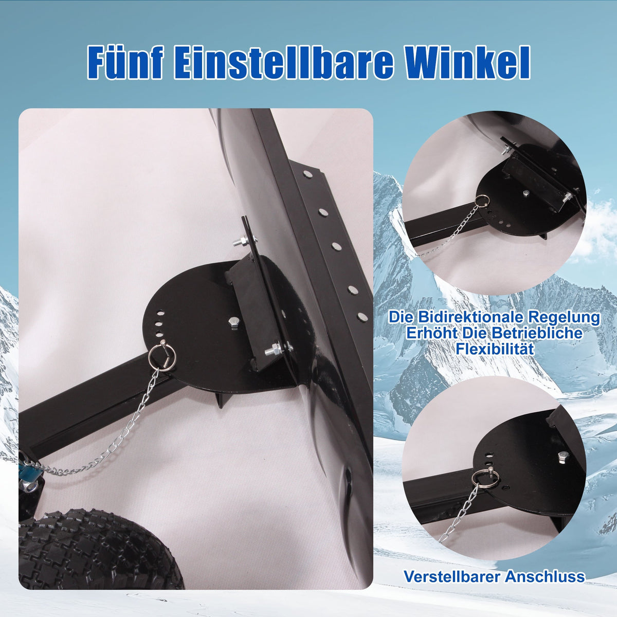 Snow Shovel with Wheels, 5-Stage Adjustable Extra Wide 74 cm, PE Material