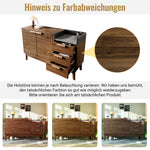 Chest of Drawers, Open Shelf, 3 Drawers & Double-Door Cabinet, Oak with Marble-Effect