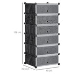 Shoe Rack Storage Box, DIY Shelving Unit for 6 Pairs, Plastic/Steel, Black+White
