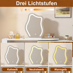 Rotating Vanity Table with LED Lighting & Storage, White