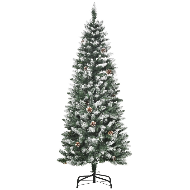 Artificial Christmas Tree, 630 Branches, 37 Cones, Snowy Tips, Fireproof, 150 cm