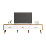Vintage TV Low Panel Wooden Cabinet/Table 150*35*39cm, Light Wood/White