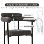 6 Dining Chairs, Modern Simple Comfortable Ring Seat, Dark Grey Suede