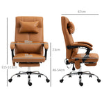 Office Chair, Massage Lumbar Heating 6-Point Faux Leather, Light Brown