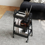 Serving Cart with 3 Levels, Wheels & Brake, Black