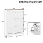 Shoe Cabinet with 3 Doors and Large Capacity, White Wood Look