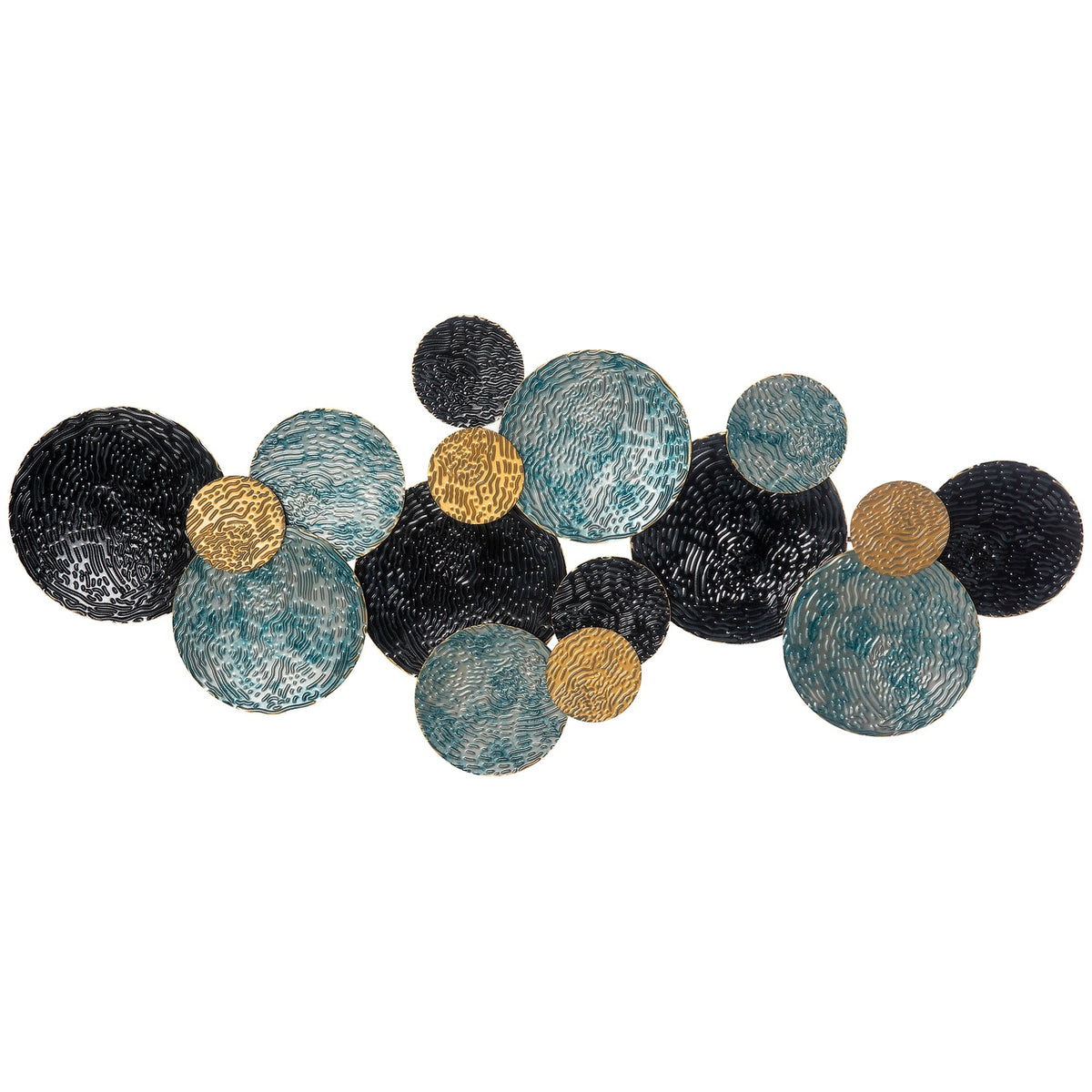 3D Wall Art, Modern Sculpture, 121x53cm, Gold Black Blue Metal