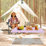 Portable Folding Table 125cm, Adjustable Height, Purple