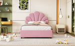 Upholstered Children's Bed 90 x 200 cm, Floral Headboard, Hydraulic Storage, Pink Velvet