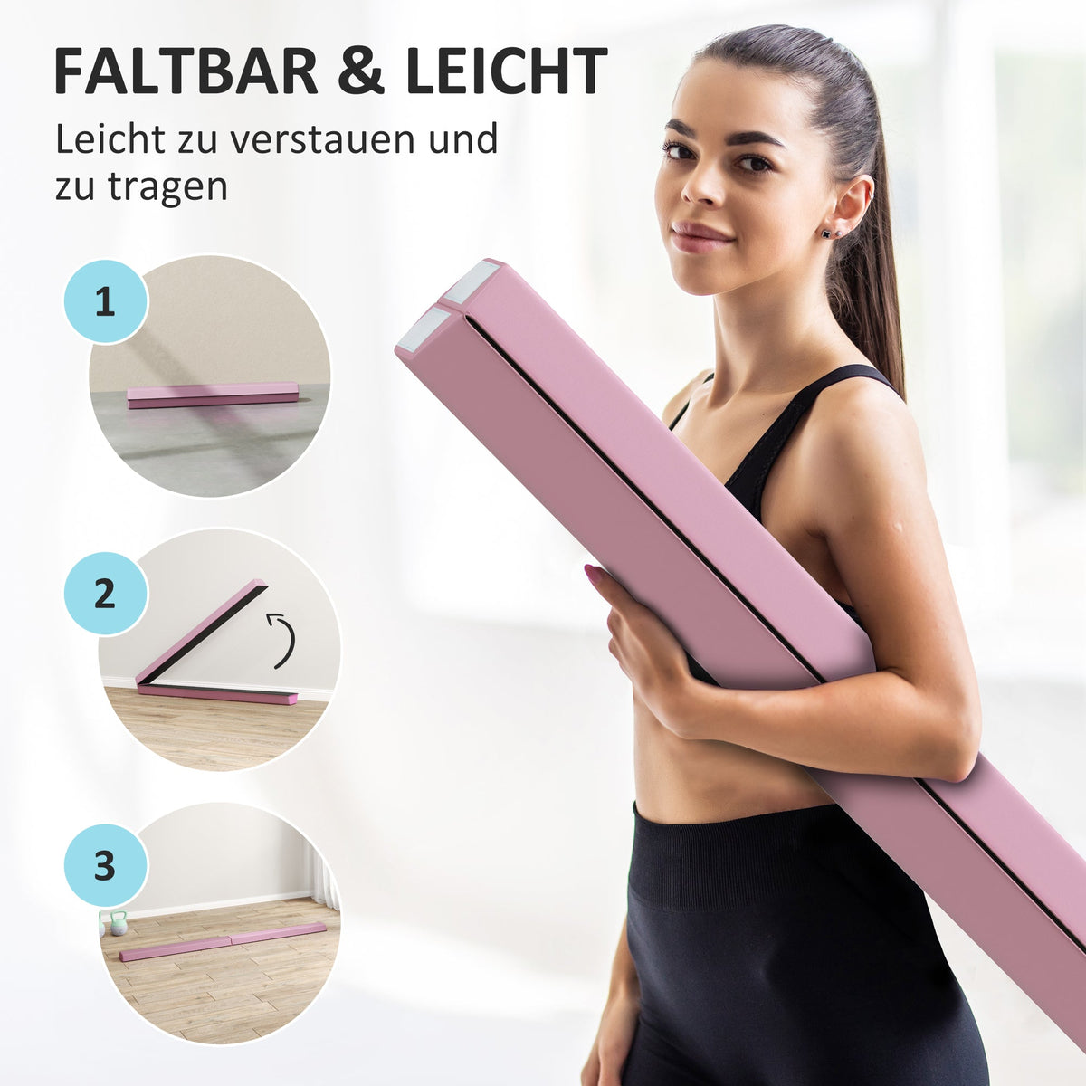 Balance Beam, Foldable Non-Slip Gymnastics, Pink