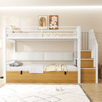 Iron Loft Bed with Padded PU Backrest and Hydraulic Function, 90x200cm, White