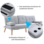 Sleeper Sofa Comfortable 3-Seater Sofa Bed, Light Gray Linen