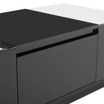 Coffee Table Modern Minimalist 105cm, Storage, LED Lighting, Glass Top, 2 Drawers