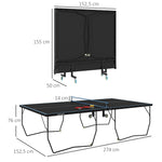 Outdoor Table Tennis Table, Foldable, with Net & Wheels, Steel Black