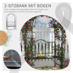 Rose Arch with Bench, Garden Trellis, Metal Black