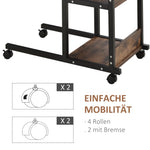 Side Table, Height-Adjustable Coffee Table 80x40x72-82 cm 2 Shelves Black Metal