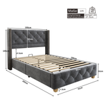 Upholstered Bed 90x200cm with Slatted Frame, Grey Velvet