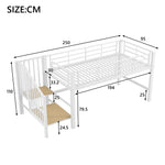 Semi-High Loft Bed 90 x 200 cm with Storage Stairs, White