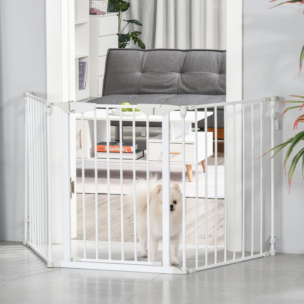 Dog Barrier, 3 Elements, Safety Door, White Plastic