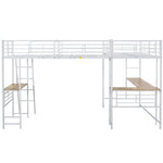 Loft Bed 90x200cm with Desk & Double Staircase, White