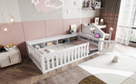 Children's Bed 90x200cm, Roof/Window, Storage, Safety Rail/Door, Solid Wood, White