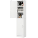 Bathroom Cabinet Narrow Tall 2 Doors Adjustable Shelves, White
