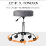 Salon Chair/Stool, Height-Adjustable Swivel with Wheels, Velvet Touch Grey