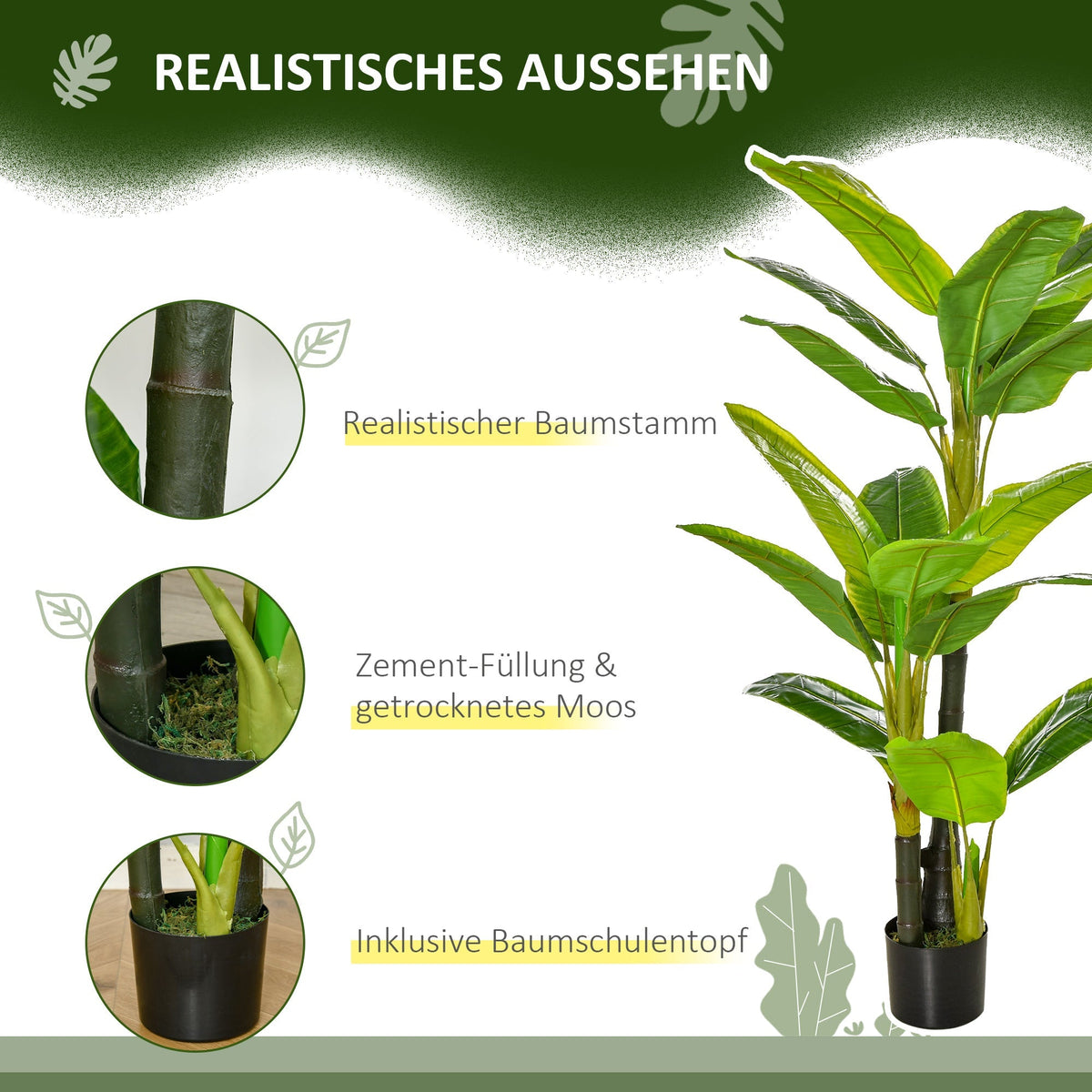 Artificial Banana Tree, 150 cm, Indoor & Outdoor, Plastic