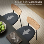 Dining Chairs Set of 2, Armless, Upholstered Steel Legs, Grey Linen Look