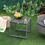 Garden/Side Table Tempered Glass Polyrattan Aluminum