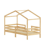 Children's House Bed 90x200cm Roof Design, Natural Solid Pine