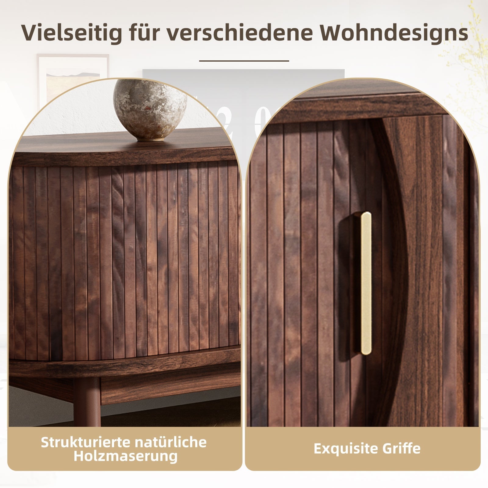 Lowboard TV Cabinet, 165 x 39.5 x 46 cm Sliding Door 65-inch TV Stand, Brown